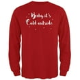 thumbnail image 1 of Old Glory Mens Christmas Baby it's Cold Outside Script Snowflakes Long Sleeve T Shirt, 1 of 6