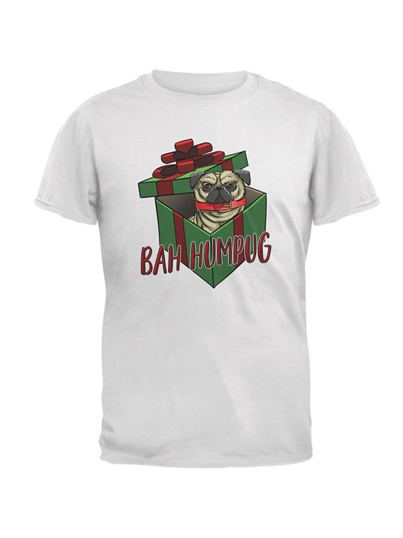 Mens Christmas Bah Humpug Grumpy Scrooge Pug Gift Short Sleeve T Shirt
