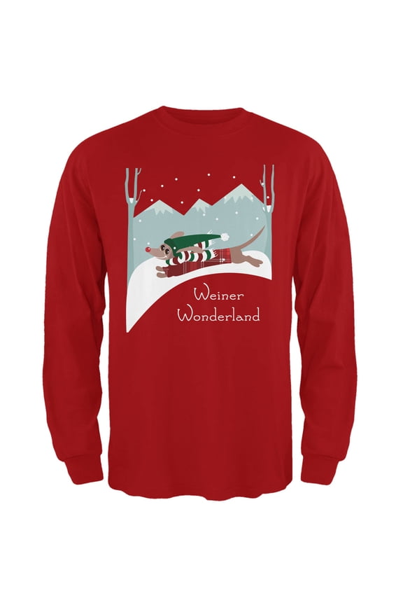 Mens Christmas Dachshund Weiner Winter Wonderland Long Sleeve T Shirt