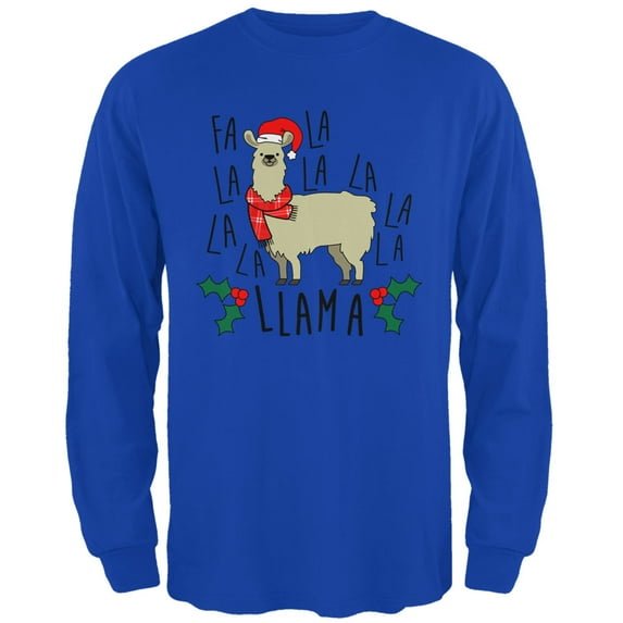 Old Glory Mens Christmas Fa La Llama Long Sleeve T Shirt