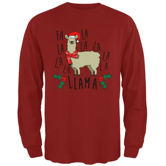 Old Glory Mens Christmas Fa La Llama Long Sleeve T Shirt