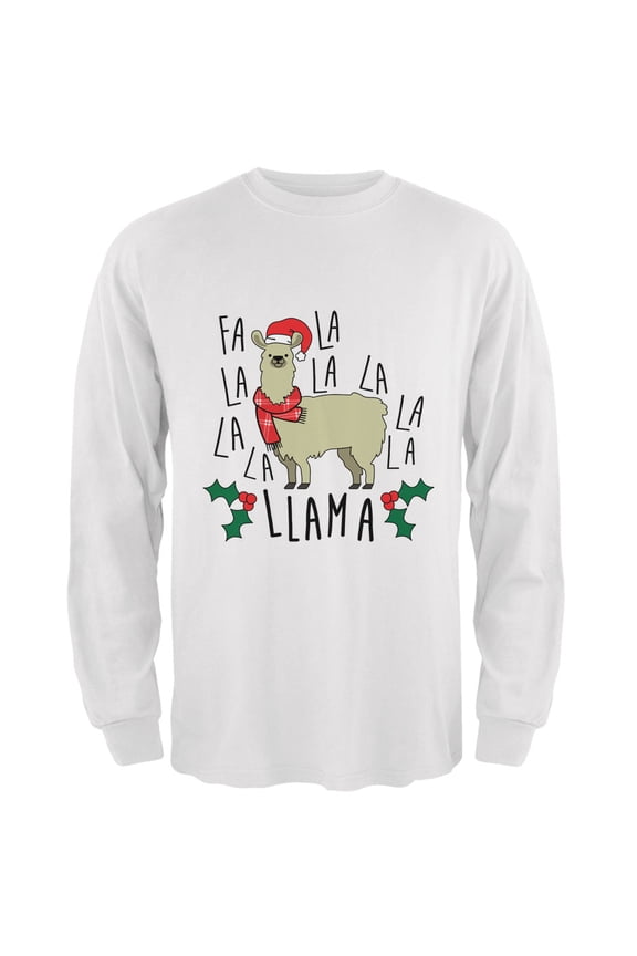 Mens Christmas Fa La Llama Long Sleeve T Shirt