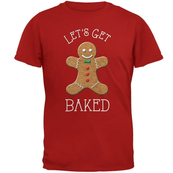Old Glory Mens Christmas Gingerbread Man Let's Get Baked Short Sleeve T Shirt