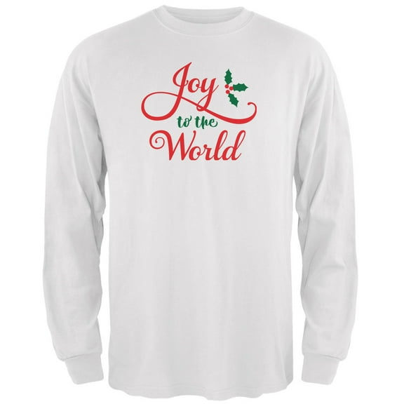 Old Glory Mens Christmas Joy to the World Script Long Sleeve T Shirt