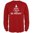 thumbnail image 1 of Old Glory Mens Christmas Keep Calm And Be Merry Long Sleeve T Shirt, 1 of 5