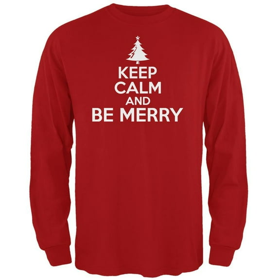 Old Glory Mens Christmas Keep Calm And Be Merry Long Sleeve T Shirt