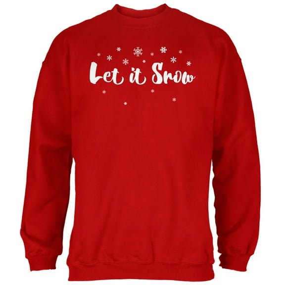 Old Glory Mens Christmas Let it Snow Script Snowflakes Long Sleeve Sweatshirt