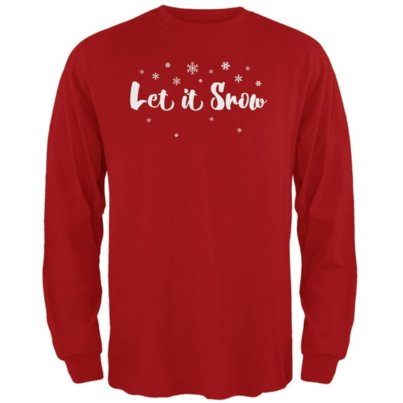 Old Glory Mens Christmas Let it Snow Script Snowflakes Long Sleeve T Shirt