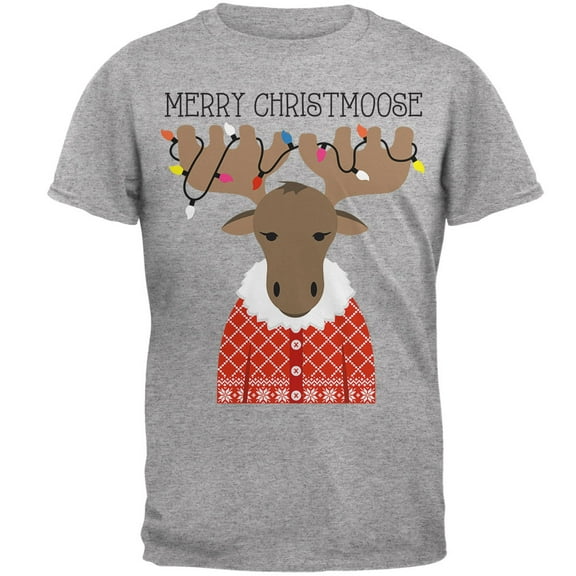 Old Glory Mens Christmas Merry ChristMoose Moose Short Sleeve T Shirt