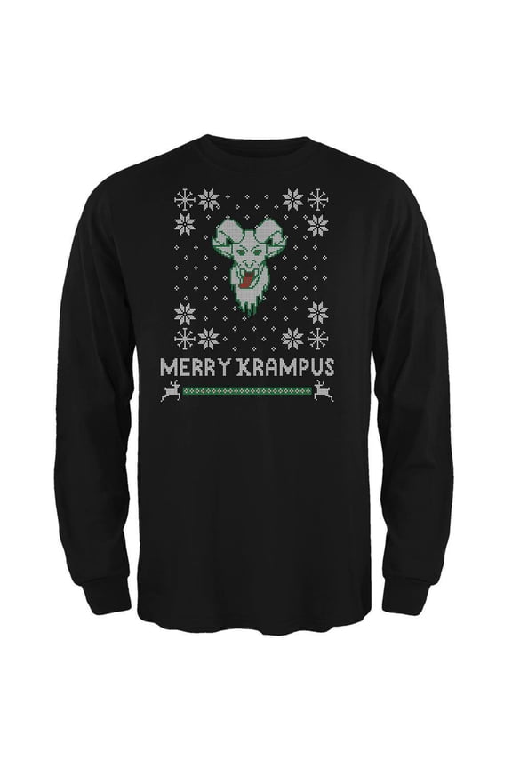 Mens Christmas Merry Krampus Ugly Xmas Sweater Long Sleeve T Shirt
