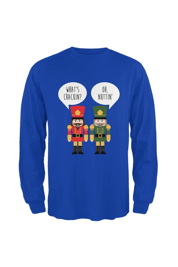 Mens Christmas Nutcracker What's Crackin' Funny Long Sleeve T Shirt