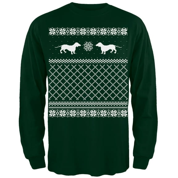 Old Glory Mens Dachshund Ugly Christmas Sweater Long Sleeve T Shirt