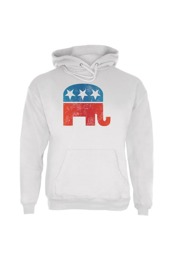 Mens Distressed Republican Elephant Logo Long Sleeve Graphic Hoodie