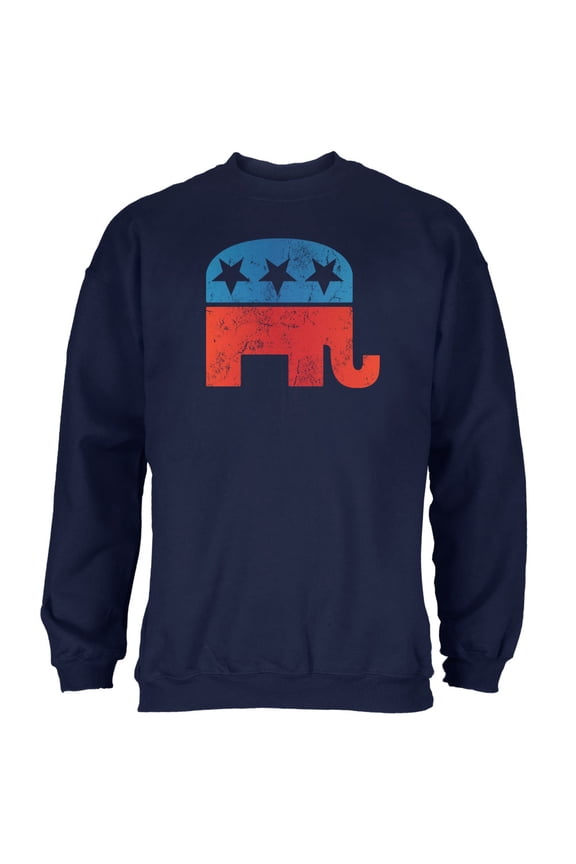 Mens Distressed Republican Elephant Logo Long Sleeve Graphic Sweatshirt