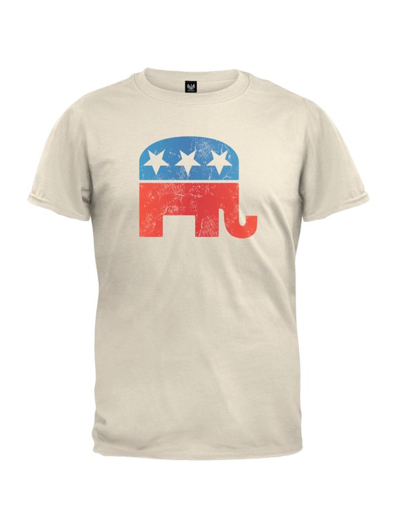 Mens Distressed Republican Elephant Logo Short Sleeve Graphic T Shirt