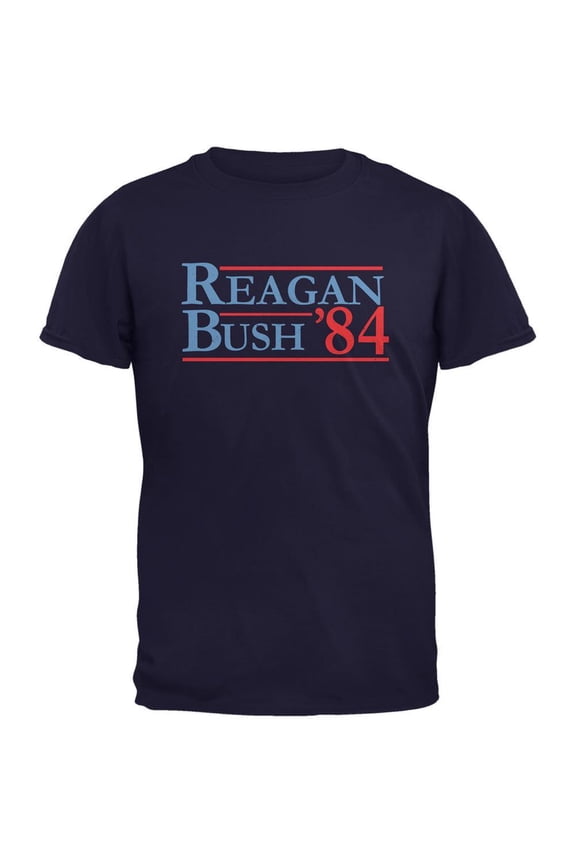 Mens Election 1984 Reagan Bush Distressed Short Sleeve Graphic T Shirt