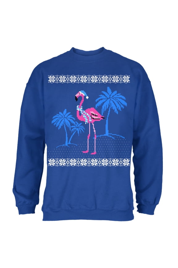 Mens Flamingo Winter Ugly Christmas Sweater Long Sleeve Sweatshirt