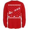 thumbnail image 1 of Old Glory Mens Flying Santa Sleigh Ugly Christmas Sweater Long Sleeve T Shirt, 1 of 6