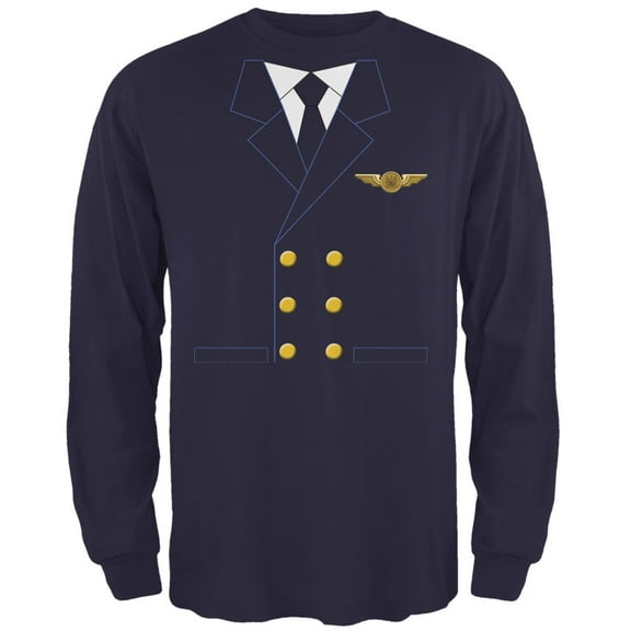 Old Glory Mens Halloween Airline Airplane Pilot Long Sleeve Graphic T Shirt