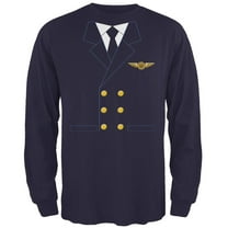Old Glory Mens Halloween Airline Airplane Pilot Long Sleeve Graphic T Shirt