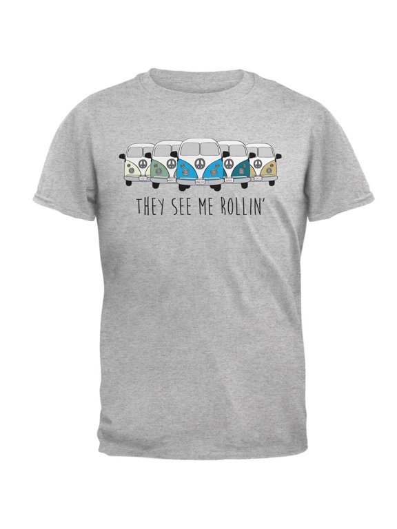 Mens Hippie Van They See Me Rollin' Bus Camper Short Sleeve Graphic T Shirt