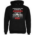 thumbnail image 1 of Old Glory Mens I Would Push You Zombies Pug Long Sleeve Graphic Hoodie, 1 of 6