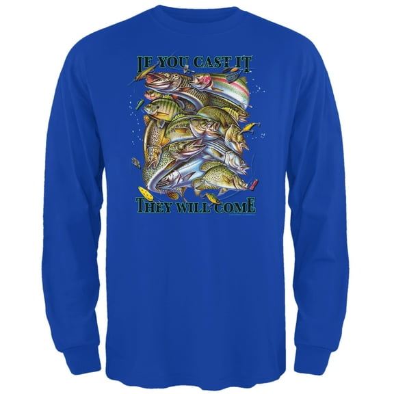 Old Glory Mens If You Cast It Fishing Long Sleeve Graphic T Shirt