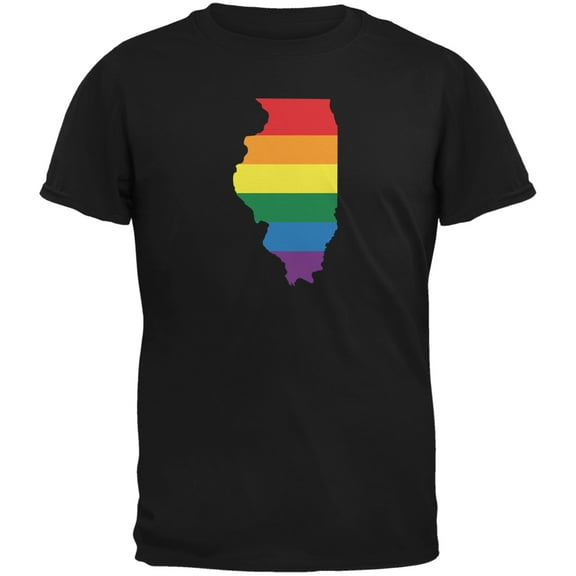 Old Glory Mens Illinois LGBT Gay Pride Rainbow Short Sleeve Graphic T Shirt