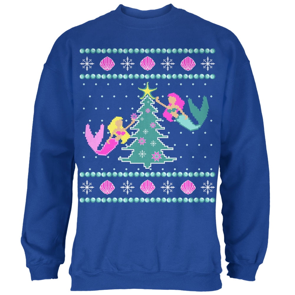 Old Glory Mens Mermaid Tree Ugly Christmas Sweater Long Sleeve Sweatshirt Walmart