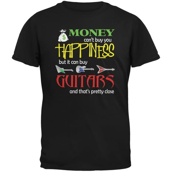 Old Glory Mens Money Happiness Guitars Funny Short Sleeve Graphic T Shirt
