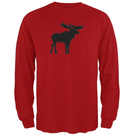 Old Glory Mens Moose Faux Stitched Long Sleeve Graphic T Shirt