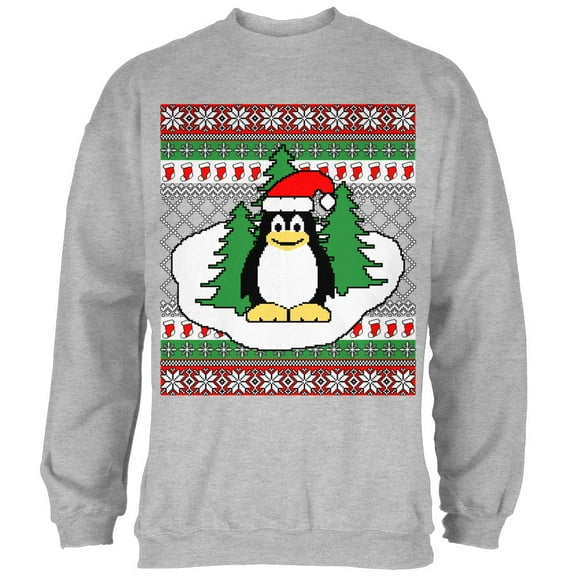 Old Glory Mens Penguin on Ice Ugly Christmas Sweater Long Sleeve Sweatshirt