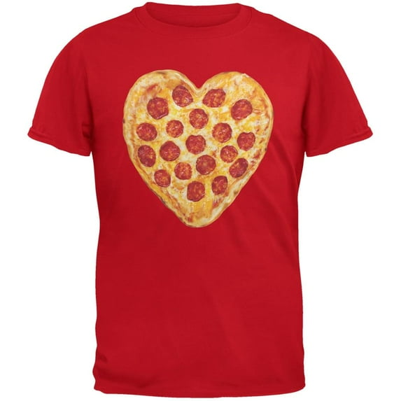 Old Glory Mens Pepperoni Pizza Heart Short Sleeve Graphic T Shirt