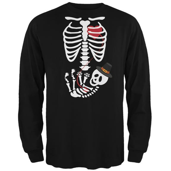 Old Glory Mens Pilgrim Baby Pregnant Skeleton Halloween Costume Long Sleeve T Shirt