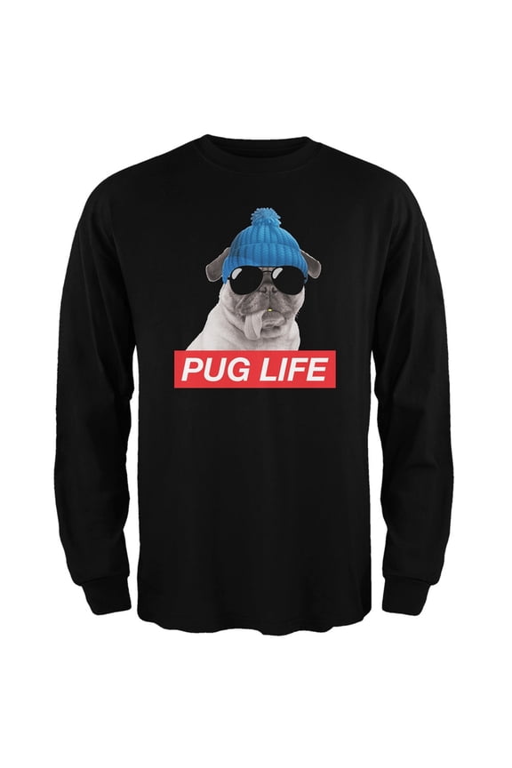 Mens Pug Life Long Sleeve Graphic T Shirt