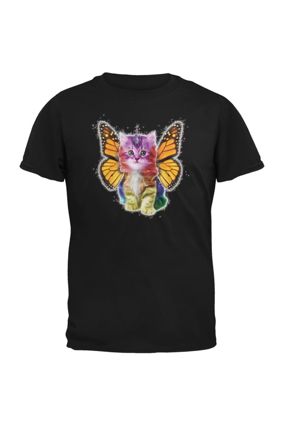 Mens Rainbow Butterfly Unicorn Kitten Short Sleeve Graphic T Shirt