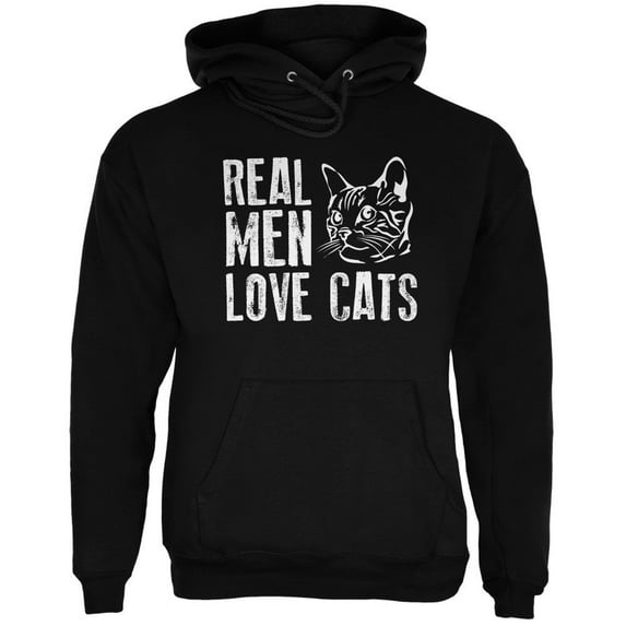 Old Glory Mens Real Men Love Cats Long Sleeve Graphic Hoodie