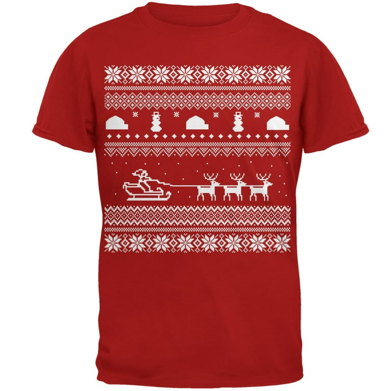 Old Glory Men's Santa Sleigh Ugly Christmas Sweater T-Shirt, 100