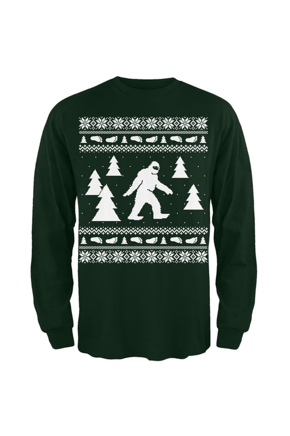 Old Glory Mens Sasquatch Ugly Christmas Sweater Long Sleeve T Shirt