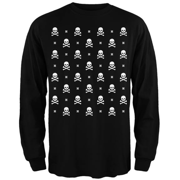 Old Glory Mens Skull And Crossbones Snowy Ugly Christmas Sweater Long Sleeve T Shirt
