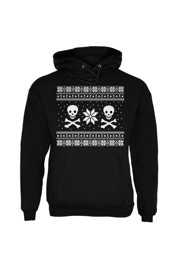 Mens Skull & Crossbones Ugly Christmas Sweater Long Sleeve Hoodie