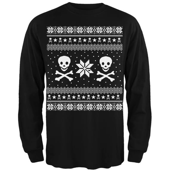 Old Glory Mens Skull & Crossbones Ugly Christmas Sweater Long Sleeve T Shirt