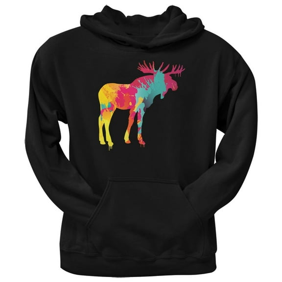 Old Glory Mens Splatter Moose Long Sleeve Graphic Hoodie