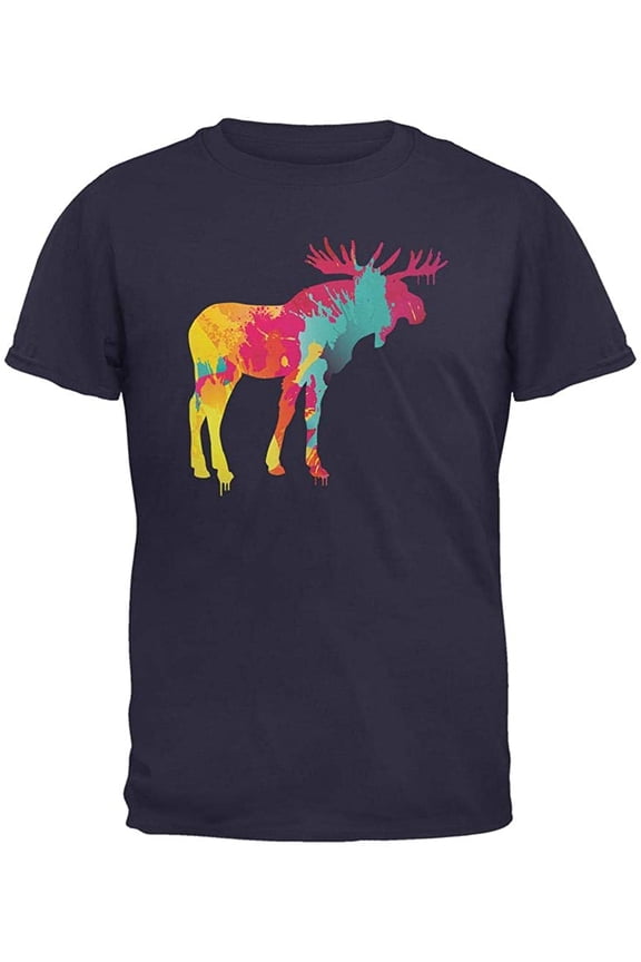 Mens Splatter Moose Short Sleeve Graphic T Shirt