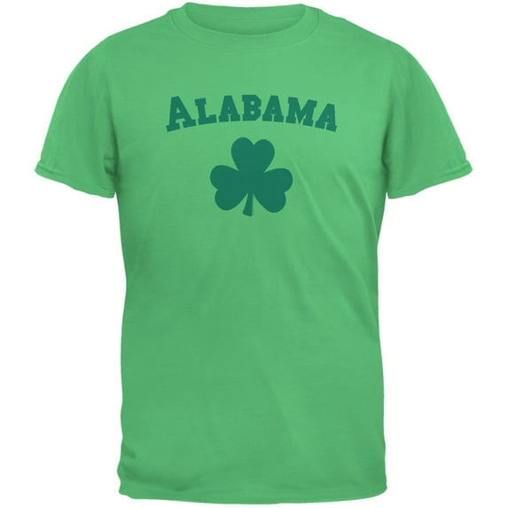 St. Patrick's Day - Alabama Shamrock Irish Green Adult T-Shirt - X-Large