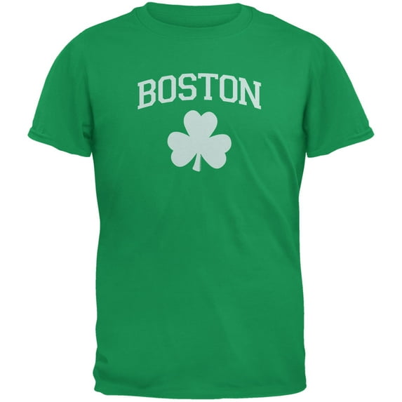 Old Glory Mens St. Patrick's Day Boston Shamrock Short Sleeve Graphic T Shirt