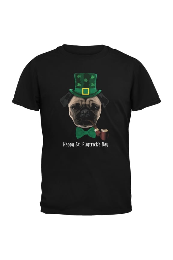 Mens St. Patrick's Pugtrick's Day Funny Pug Short Sleeve Graphic T Shirt