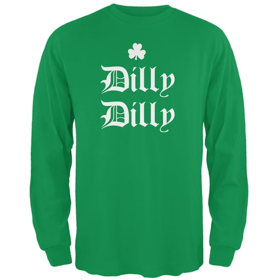 Old Glory Mens St. Patricks Day Dilly Dilly Shamrock Long Sleeve Graphic T Shirt