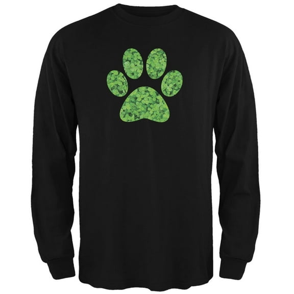Old Glory Mens St. Patricks Day Dog Paw Long Sleeve Graphic T Shirt