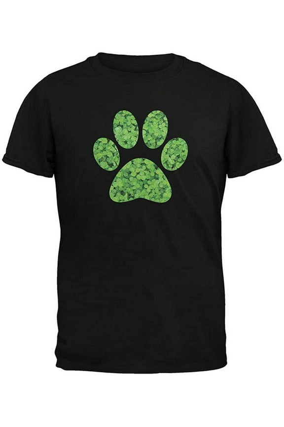 Old Glory Mens St. Patricks Day Dog Paw Short Sleeve Graphic T Shirt